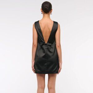 Black Satin Abercrombie and Fitch Bow-Back Mini Dress size S